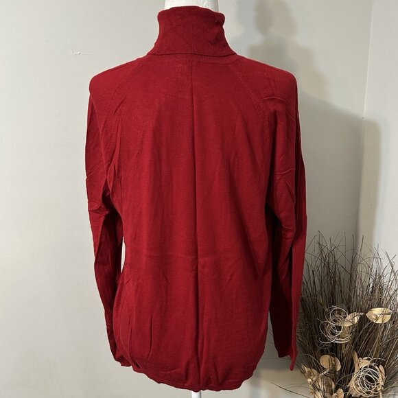 Talbots Woman Turtleneck Sweater Red Long Sleeve Pullover Rayon Nylon Sz XL Flaw - Picture 2 of 7